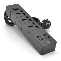 Фильтр сетевой 2 м, Voltronic ТВ-Т08, 3 розетки + 4 USB, 2 м, сечение 3х0, 75мм, 2500W, Black, Box (ТВ-Т08-Black)