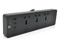 Фільтр мережевий 2 м, Voltronic ТВ-Т11, 3 розетки + 3 USB, з перемикачем на шкірну розетку, перетин 3х0, 75мм, 3000W, Black, Box