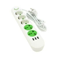 Фильтр сетевой 1.5м, Voltronic F02U, 3 розетки EU + 2 розетки Universal + 3 USB, 1.5м, сечение 3х0,75мм, 2500W, White, Box (F02U-White)