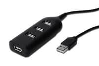 Концентратор USB 2.0, Digitus 4 порти, пасивний, Black/Чорний