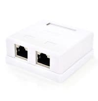 Розетка RJ45 (мережева), 2-портова UTP, біла, 5E категорія, Tecro (SFBX-02-RJ45)