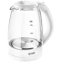 Электрочайник First FA-5404-1-WI, White, 2200W, 1.7 л, стекло, дисковый, подсветка, индикатор уровня воды