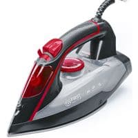 Праска First FA-5618-6-RE, Black/Red, 2200W, з парою, захисту від накипу, керамічна підошва, постійна подача пари 30 г/хв, ємність для води 400 мл, вертикальне відпарювання