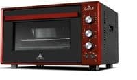 Електродуховка Castle CPE-60R Red, 1800W, 60 л, конвекція, підвійне термостійке скло, підсвітка, нижній нагрівальний елемент, таймер, термостат, сховані регулятори, 2 емальовані протвеня та 1 решітка