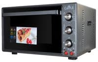 Електродуховка Castle CPE-60G Grey, 1800W, 60 л, конвекція, підвійне термостійке скло, підсвітка, схований нижній нагрівальний елемент, таймер, термостат, сховані регулятори, 2 емальовані протвеня та 1 решітка