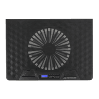 Підставка для ноутбука до 17" Esperanza "Alize", Black, 1x18 см вентилятор (21 dB, 600-800 rpm), 6 швидкостей, 7 режимів RGB підсвічування, РК екран, 2xUSB, 400x288x36 мм (EGC101)