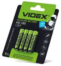 Батарейка AAA (LR03), лужна, Videx, 4 шт, 1.5V, Blister