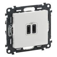 Розетка Legrand Valena LIFE USB-С+USB-С, 3А 5В, білий