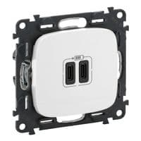 Розетка Legrand Valena ALLURE USB-С+USB-С, 3А 5В, белый