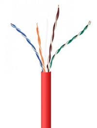 CAT5e, одножильная, алюминий под медью (CCA с AWG24), неэкранированный, красный, 305 м