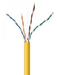 CAT5e, одножильна, алюміній під міддю (CCA з AWG24), неекранована, жовтий, 305 м