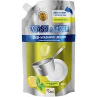 Засіб для ручного миття посуду Wash&Free соковий лимон та м'ята дой-пак 500 г (4260637724663)