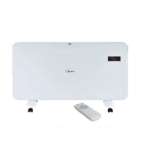 Конвектор Midea NDK15-15MR White, 2000W, настінний/підлоговий, закритий тип тіну, площа обігріву 20 кв.м., зі скляною панеллю, 24 рік. таймер, пульт керування, ніжки в комплекті