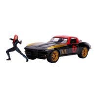Машина Jada металлическая Марвел Мстители Chevrolet Corvette (1966) + фигурка Черной вдовы 1:24 (253225014)