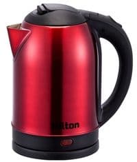 Електрочайник Hilton HEK-200, Red/Black, 1500W, 2 л, дисковий, індикатор рівня води, захист від перегріву, відключення за відсутності води, нержавіюча сталь