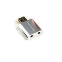 Звуковая плата USB, 2 Channel mini, C-Media chip, RTL, серебристая