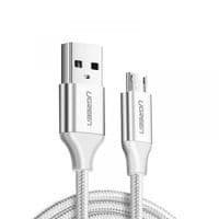 Кабель USB 2.0 AM-MicroUSB M, 2 м, 3.0A, (18W) Nickel Plating Белый, US290 UGREEN
