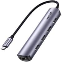 Док-станція USB3.0 Type-C --> HDMI/USB 3.0x4 Ugreen CM417 Сіра