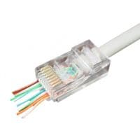 Компьютерный коннектор RJ-45 (8P8C), со сквозным отвращением.