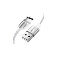 Кабель USB 2.0 AM-Type-CM, 2 м, 3.0A, (18W) Nickel Plating Aluminum Braid Білий, US288 UGREEN