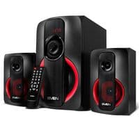 Колонки 2.1 Sven MS-304 Black/Red, сателіти 2 x 10 Вт, сабвуфер 20 Вт, 150-20000Hz, МДФ, Bluetooth, живлення від мережі 220V, керування ззаду, пульт