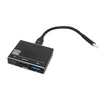 Адаптер USB 3.1 Type-C (M) - HDMI (F) + Type C + USB 3.0, Extradigital, Black, 15 см (KBH1802)