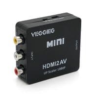 Конвертер VEGGIEG HV-01 Mini, HDMI to AV, ВХІД 3RCA(мама) на ВИХІД HDMI(мама), Black