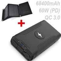 Батарея універсальна PowerPlant 68400mAh, PD/60W, DC 12-24V 9 connectors, QC/3.0, USB-C*2, USB-A, Wireless