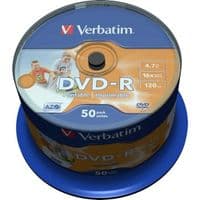 Диск DVD-R Verbatim 4.7Gb 16X CakeBox 50шт AZO Print (43533)