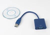 Адаптер USB 3.0 (папа) на VGA (мама) 30 см, синий, пакет