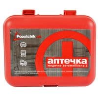 Автомобільна аптечка Poputchik згідно з ТУ футляр пластиковий червоний 165х135х65 (02-027-П)