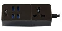 Фільтр мережевий 2 м, Voltronic ТВ-Т06, 1 розетка + 4 USB, 2 м, перетин 3х0, 75мм, 2500W, Black, Box