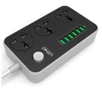 Фільтр мережевий 2 м LDNIO SC3604, 3 Розетки + 6 USB, 2 м, перетин 3х0, 75 мм, Black, Box