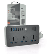 Фільтр мережевий 2 м ТВ-Т09, 3 розетки + 6 USB, 2 м, перетин 3х0,75мм, 3000W, Black-grey (ТВ-Т09-Black)