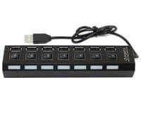 Концентратор USB 2.0, 7 ports, Black, 480 Mbps High Speed з перемикачами на кожен порт (YT-H7SHS-B)