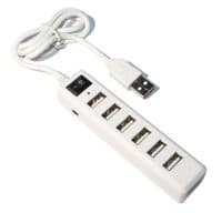Концентратор USB 2.0, 7 портів, 480 Mbps, з кнопкою-вимикачем (YT-H7S-W)