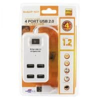 Концентратор USB 2.0, 4 ports, White, питание от USB, с выключателем, блистер (YT-HWS4-W)
