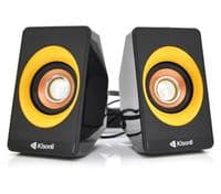 Колонки 2.0 Kisonli A-303 Black/Yellow, 2 x 3 Вт, пластиковий корпус, USB + 3.5mm
