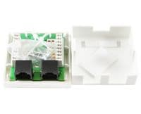 Розетка RJ45 (мережева), 2-портова UTP, біла, 5E категорія, Ritar (StR-8P8CRJ45-2)