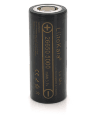 Акумулятор 26650, 5000 мАч, LiitoKala Lii-50A, 2 шт, Li-ion, 3.7V, Black