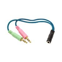 Перехідник 3.5mm 4pin (F) to 2x3.5mm 3pin (M), 0.22m PowerPlant (CA913084)