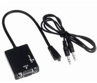 Конвертер HDMI micro тато на VGA мама 30cm Black, 4K/2K, Пакет + Audio (YT-C-mHDMI(M)/VGA(F)+AUX)