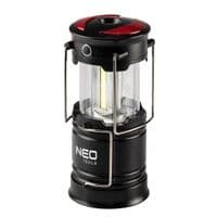 Ліхтар кемпінговий Neo Tools, 200 люмен, 3 Вт, COB LED, 3 функції освітлення, 3 магніти в підставці, бічна та верхня ручка, червоне сигнальне світло, 3xAA