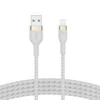 Кабель Belkin USB-A - Lightning переплет, силиконовый, с ремешком на магните, 1м, белый