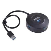 Хаб Maiwo USB Type-A to 4х USB3.0-порт, кабель 30 см, круглий, пластик, без БЖ, чорний