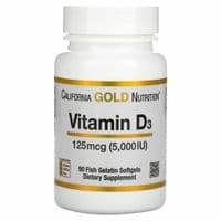 Витамин California Gold Nutrition Витамин D3, 5000 МЕ (125 мкг), 90 желатиновых капсул (CGN-01065)