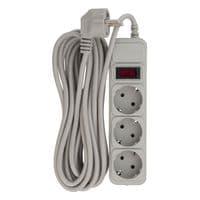 Фільтр мережевий 5 м, Patron, Beige, 3 розетки, 10А, до 2.5 кВт, вимикач, заземлення (SP-1035-GR)