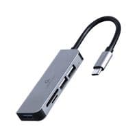 USB-С на 1 х USB 3.1 Gen1 (5 Gbps), 2 х USB 2.0, кардрідер, метал, сірий
