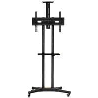 Презентационная стойка Walfix TVS-6004B, Black, 32" - 65", VESA: макс 600х400 мм, нагрузка: до 45 кг, наклон: -15град ~ +15град, пять фиксированных положений высоты ТВ, регулируемые по высоте полки, колеса фиксатор