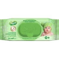 Дитячі вологі серветки Smile baby з екстрактом ромашки, алоє та вітамінним комплексом з клапаном 72 шт (4823071653984)
